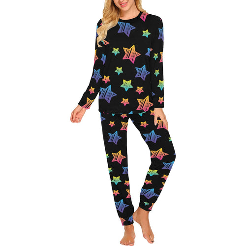 Colorful star pattern Women's All Over Print Pajama Set
