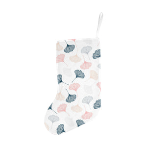 Black Gray Cream coral ginkgo leaves pattern Christmas Stocking