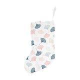 Black Gray Cream coral ginkgo leaves pattern Christmas Stocking
