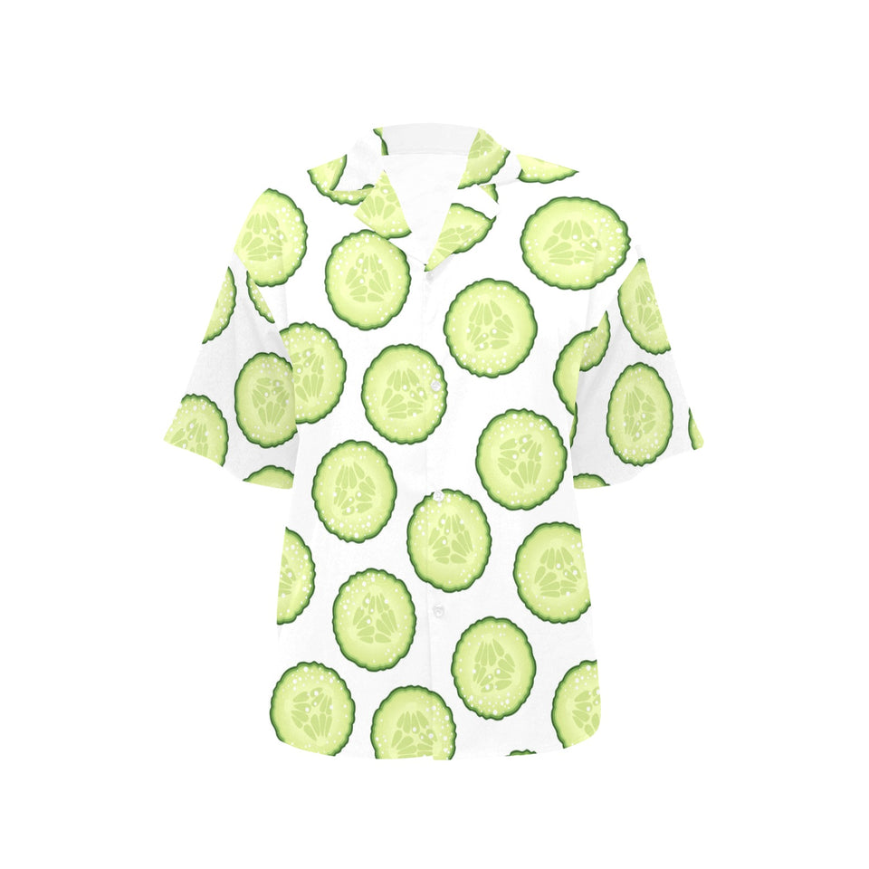 Cucumber slices pattern Women's All Over Print Hawaiian Shirt
