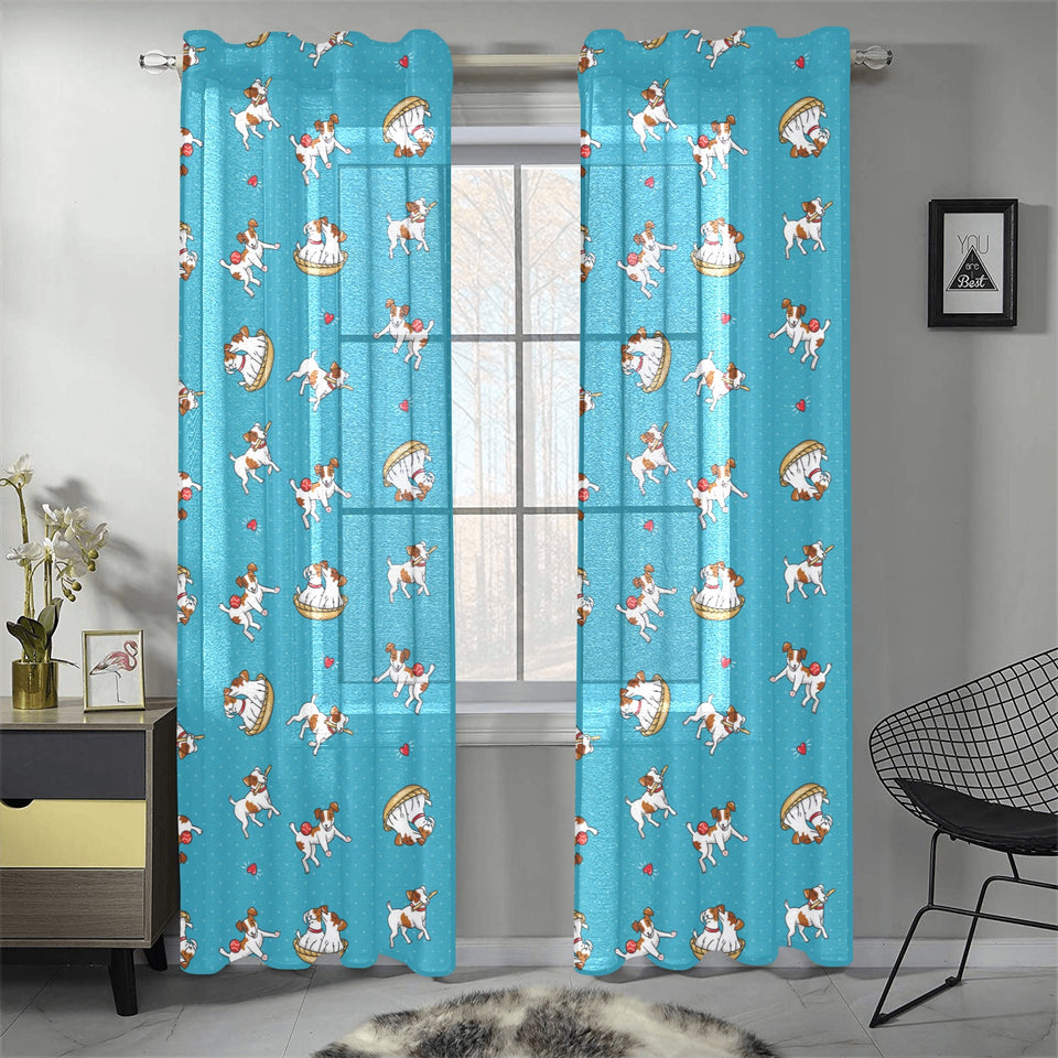 Jack Russel Pattern Print Design 03 Gauze Curtain