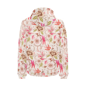 Swallow Pattern Print Design 01 Men's Padded Hooded Jacket