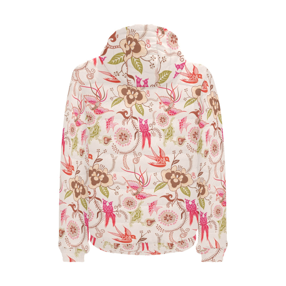 Swallow Pattern Print Design 01 Men's Padded Hooded Jacket