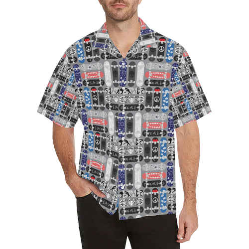 Skate Board Pattern Print Design 04 Men's All Over Print Hawaiian Shirt (Model T58)