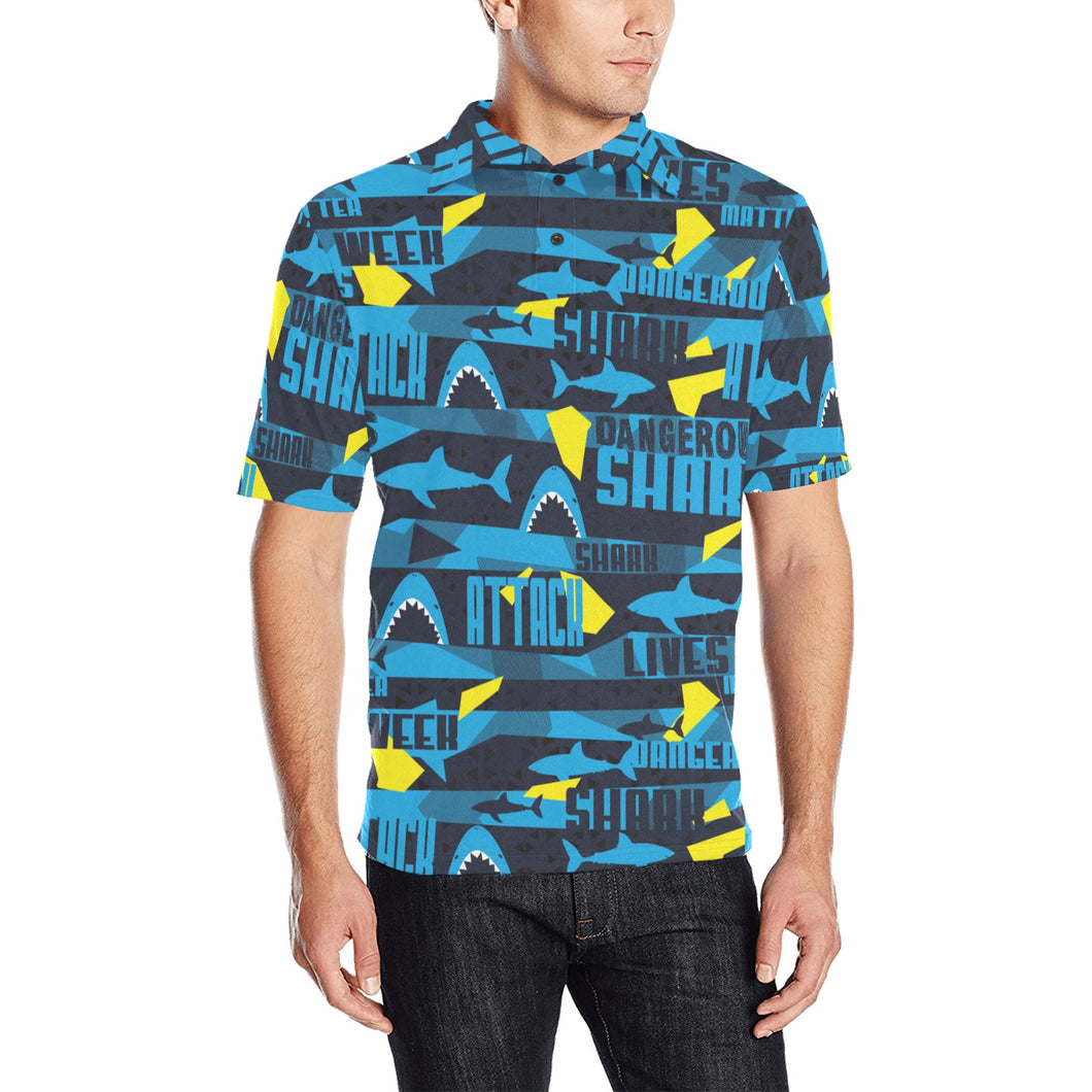 Shark dangerous Men's All Over Print Polo Shirt