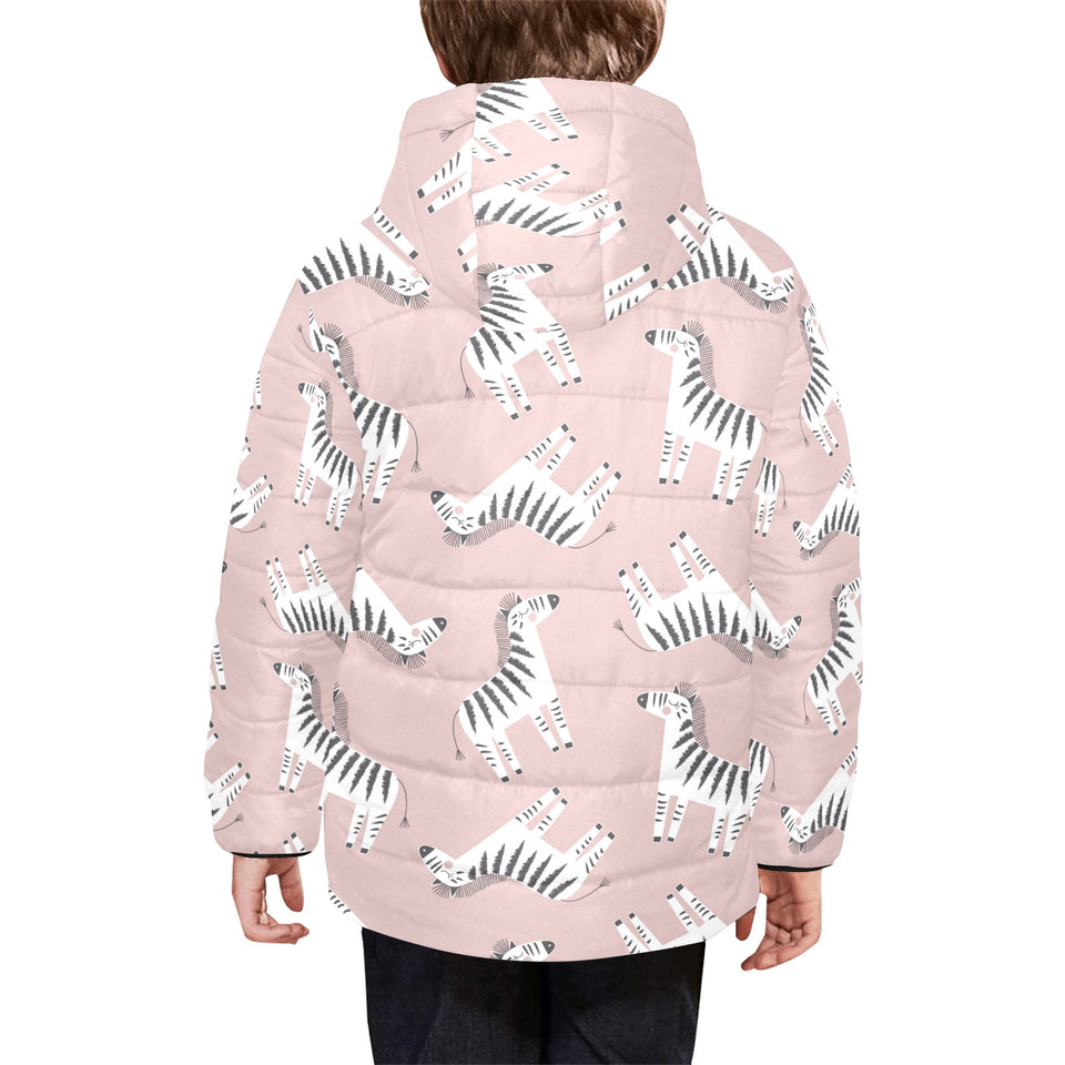 Cute zebra pattern Kids' Boys' Girls' Padded Hooded Jacket