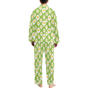 Fried Eggs Pattern Print Design 01 Men's Long Pajama Set