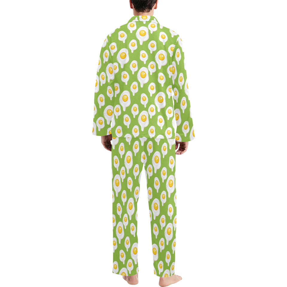 Fried Eggs Pattern Print Design 01 Men's Long Pajama Set