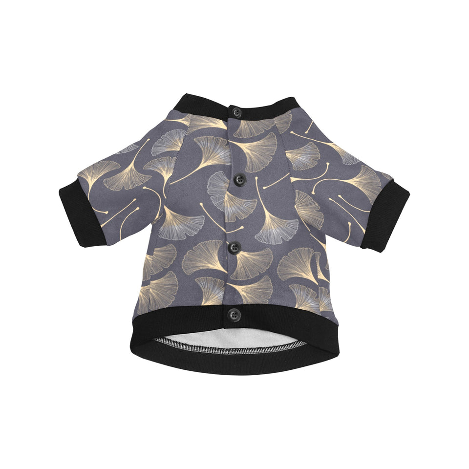Gold ginkgo leaves All Over Print Pet Dog Round Neck Fuzzy Shirt