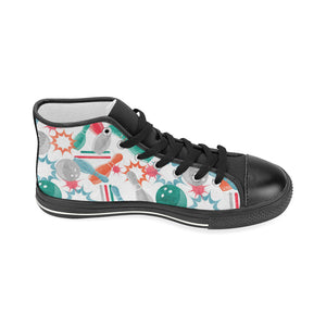Watercolor bowling pattern Women's High Top Canvas Shoes Black