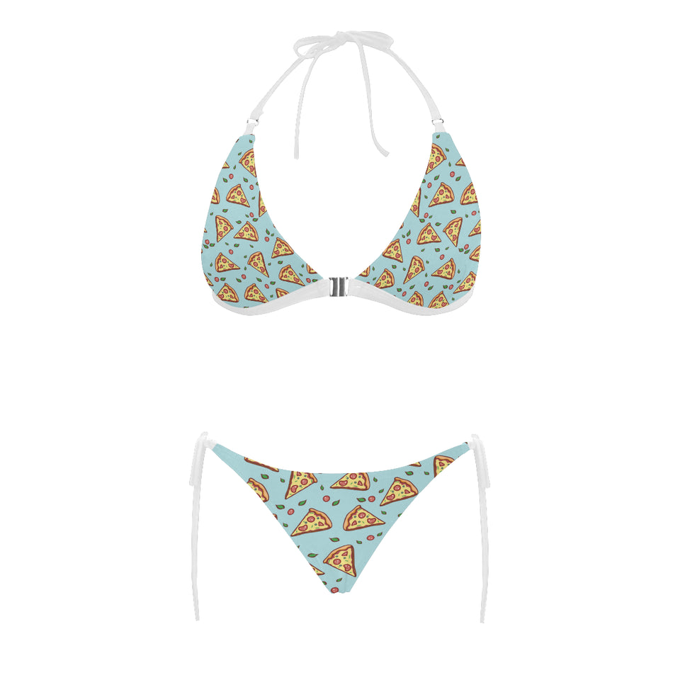 Hand drawn pizza blue background Sexy Bikinis Two-Piece Swimsuits