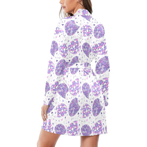 Hedgehog Pattern Print Design 05 Women's Long Sleeve Belted Night Robe