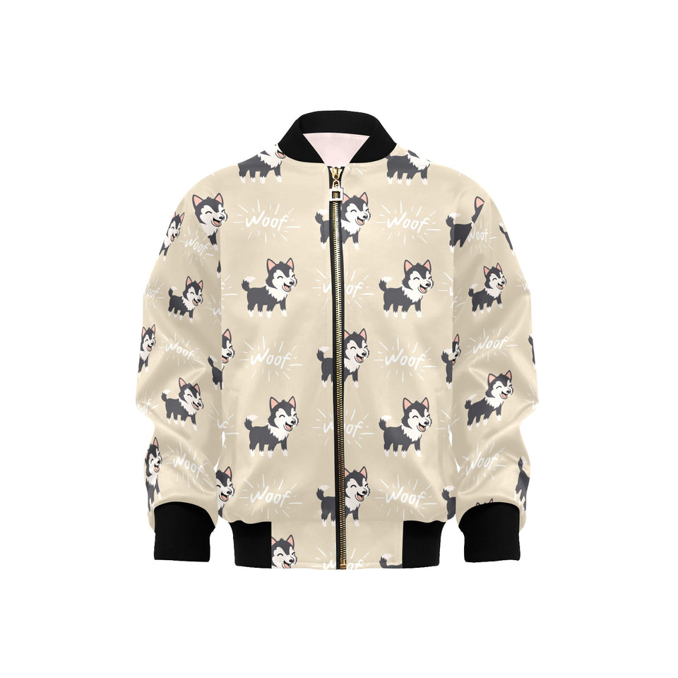 Cute Siberian Husky Kids' Boys' Girls' Bomber Jacket