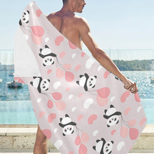 Cute panda ballon heart pattern Beach Towel