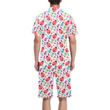 Ladybug Pattern Print Design 03 Men's V-Neck Short Pajama Set