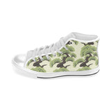 Bonsai pattern Men's High Top Canvas Shoes White