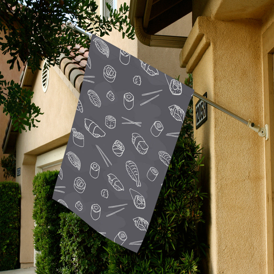 sushi pattern black background House Flag Garden Flag