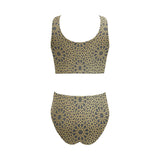 arabic star gold pattern Chest Bowknot High Waisted Bikini Swimsuit