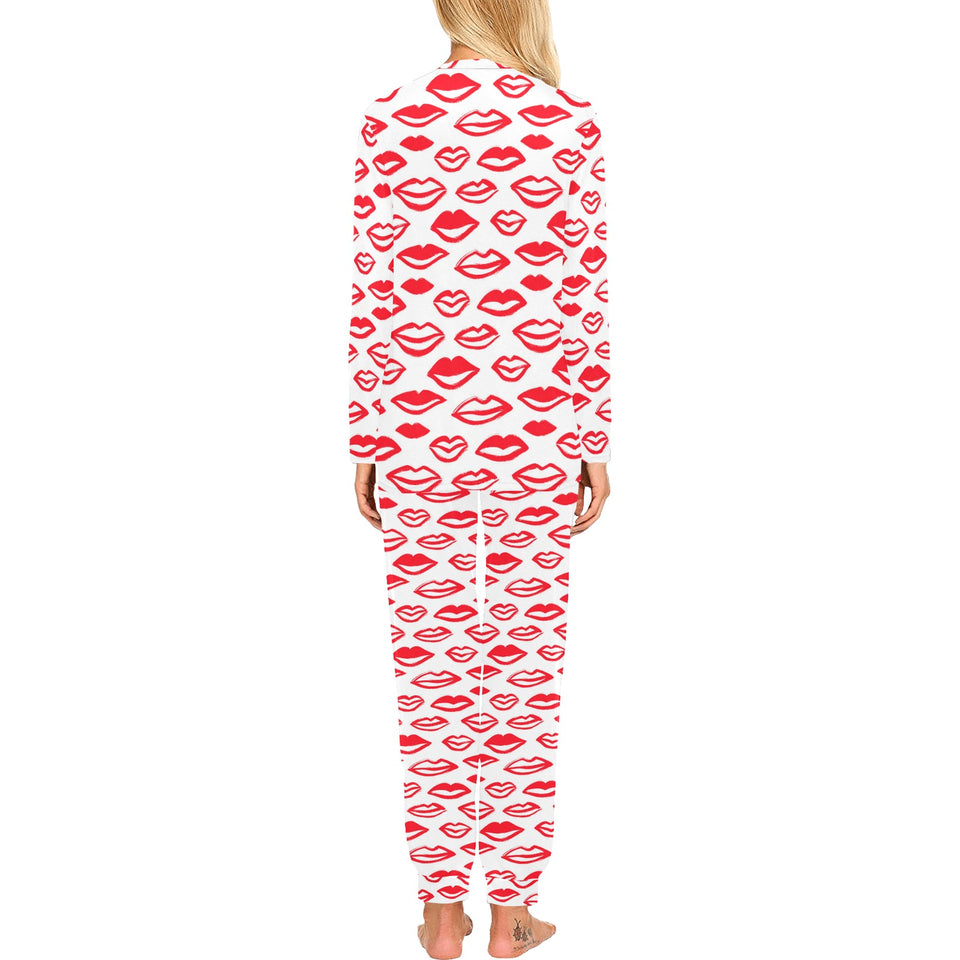 Lips Pattern Print Design 05 Women's All Over Print Pajama Set