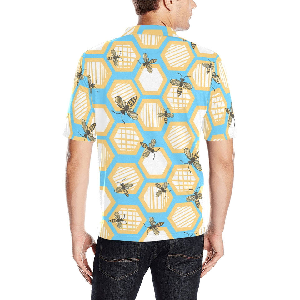 Bee honeycomb pattern Men's All Over Print Polo Shirt