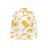 French fries white paper box pattern Men's Long Sleeve Polo Shirt