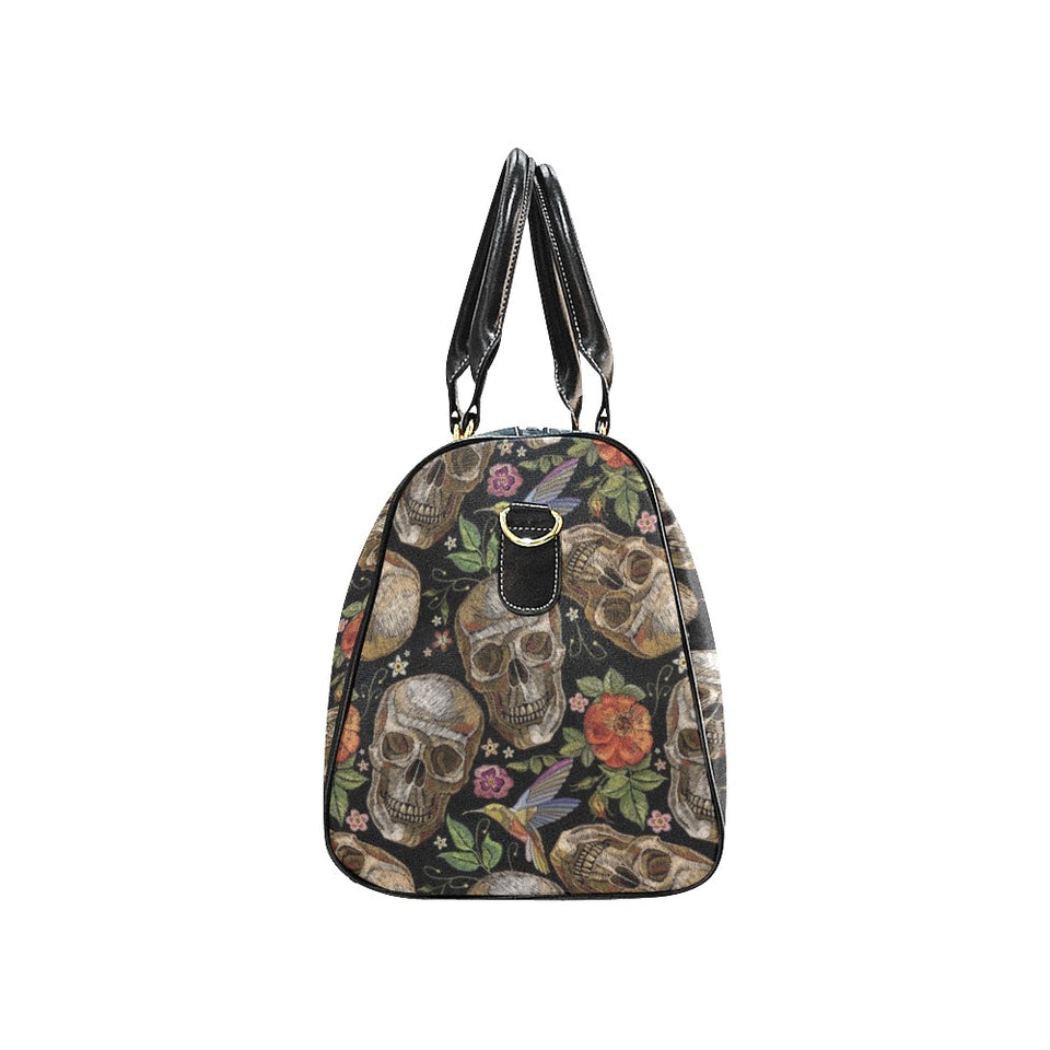 Skull rose humming bird flower pattern Travel Bag