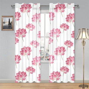 Pink lotus waterlily pattern Gauze Curtain