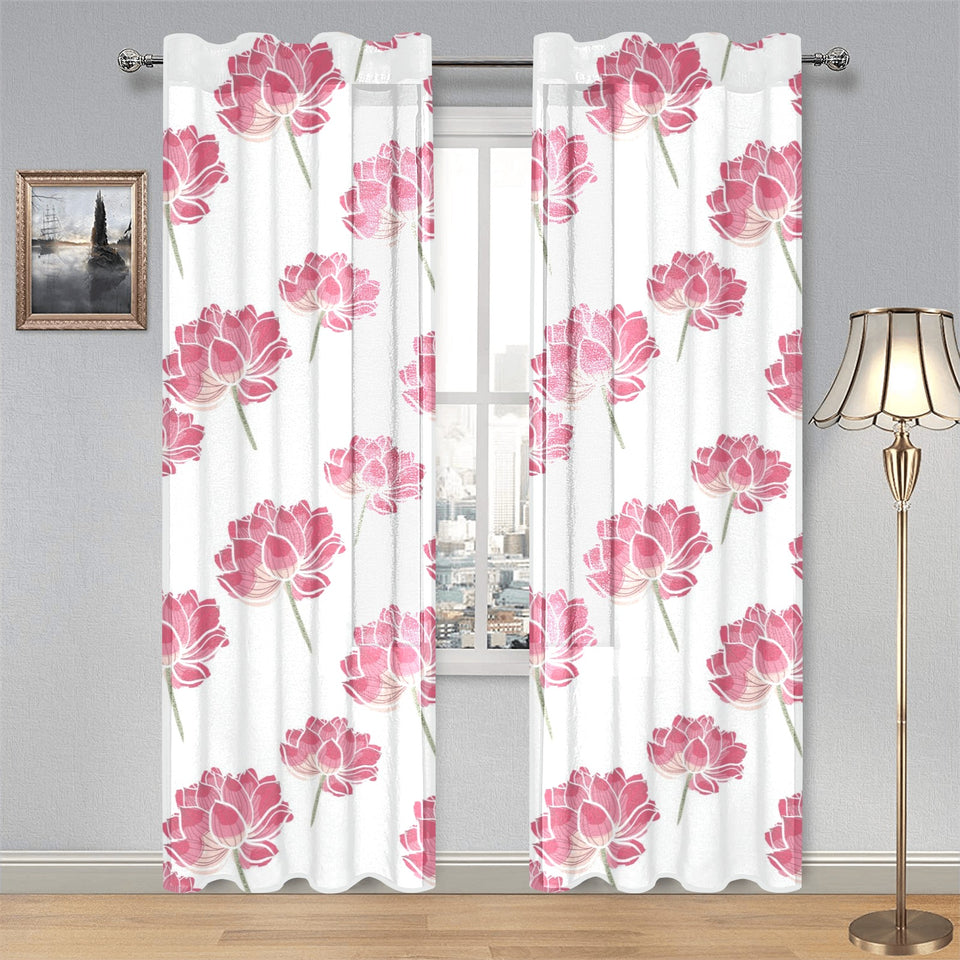Pink lotus waterlily pattern Gauze Curtain