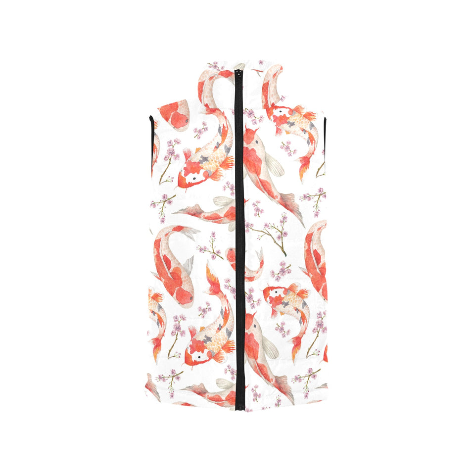 Watercolor Koi Fish Carp Fish pattern Men's Padded Vest