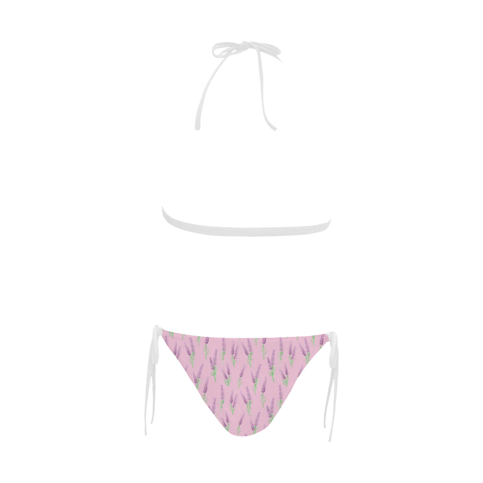 Lavender pattern pink background Sexy Bikinis Two-Piece Swimsuits