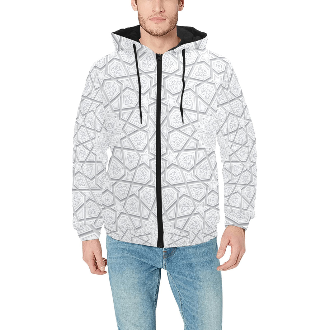 arabic star pattern Men's Padded Hooded Jacket