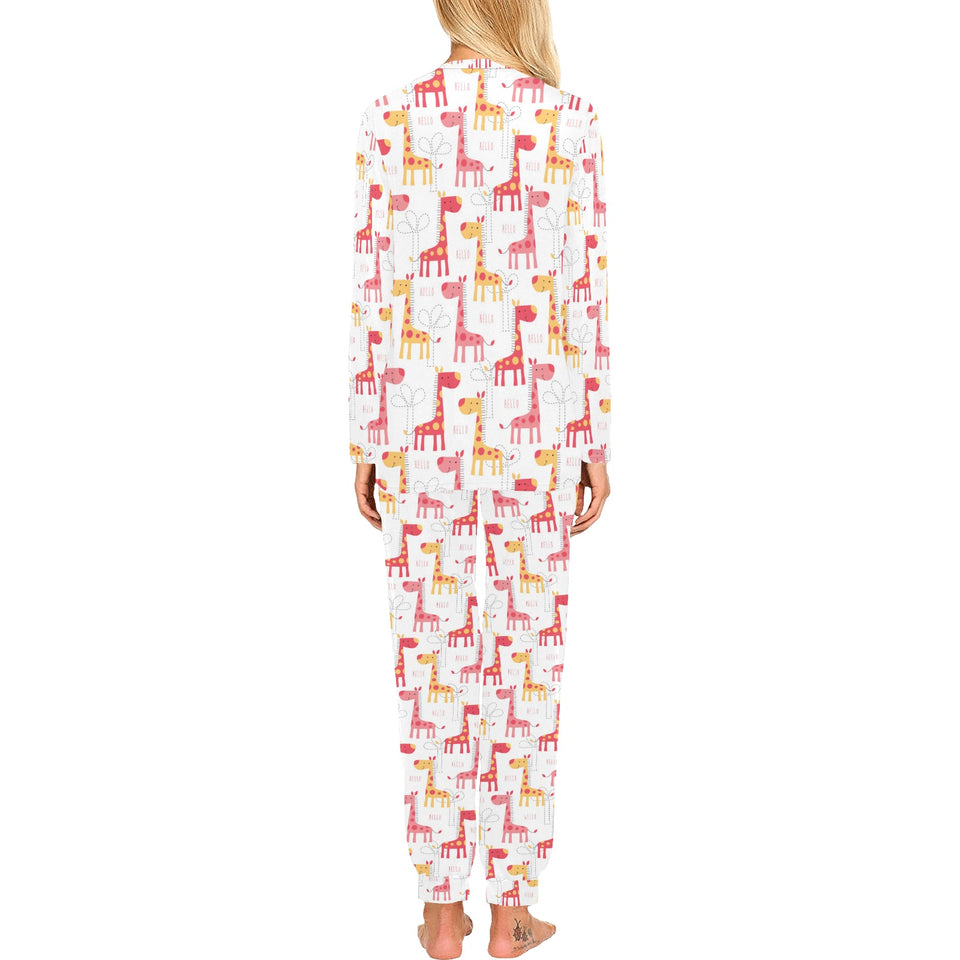 Giraffe Pattern Print Design 03 Women's All Over Print Pajama Set