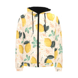 lemon flower leave pattern Men's Padded Hooded Jacket
