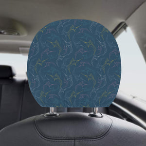 Swordfish Pattern Print Design 02 Car Headrest Cover
