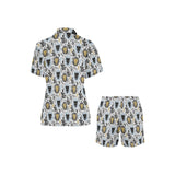 Lion Pattern Print Design 05 Women's V-Neck Short Pajama Set