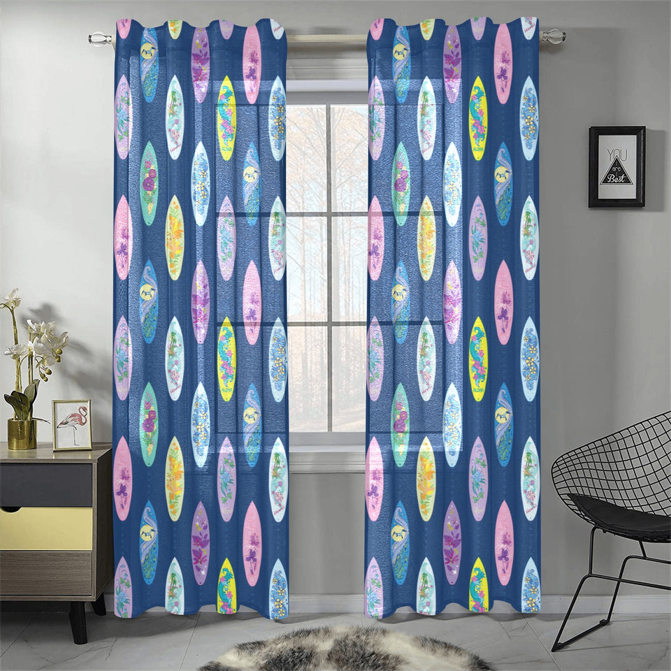 Surfboard Pattern Print Design 03 Gauze Curtain
