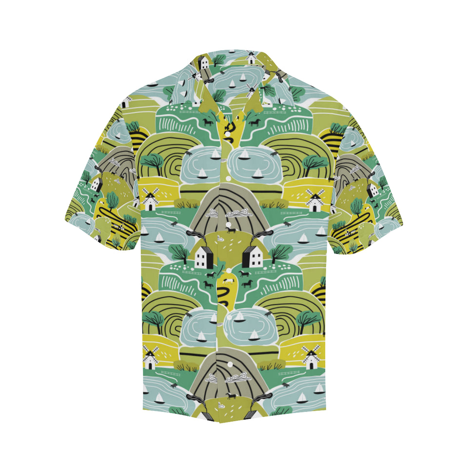 Hand drawn windmill pattern Men's All Over Print Hawaiian Shirt