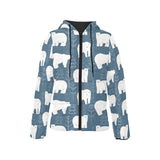 polar bear mother her child pattern Women's Padded Hooded Jacket