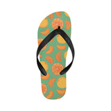 orange fruit pattern green background Unisex Flip Flops