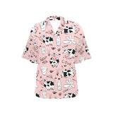 Cows milk product pink background Women's All Over Print Hawaiian Shirt