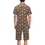 Snail Pattern Print Design 02 Men's V-Neck Short Pajama Set