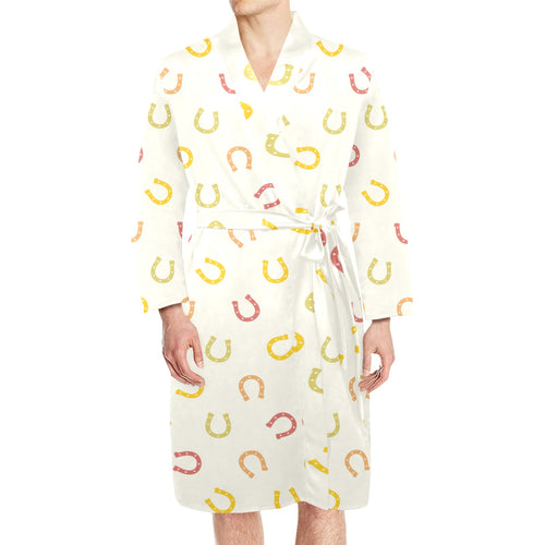 Horseshoes Pattern Print Design 02 Men's Long Sleeve Belted Night Robe