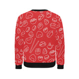 sushi pattern red background Men's Crew Neck Sweatshirt