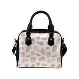 Cakes pies tarts muffins and eclairs purple bluebe Shoulder Handbag