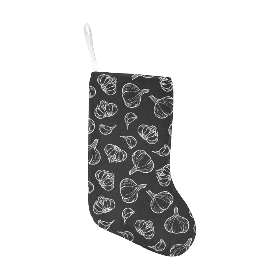 Garlic pattern black background Christmas Stocking