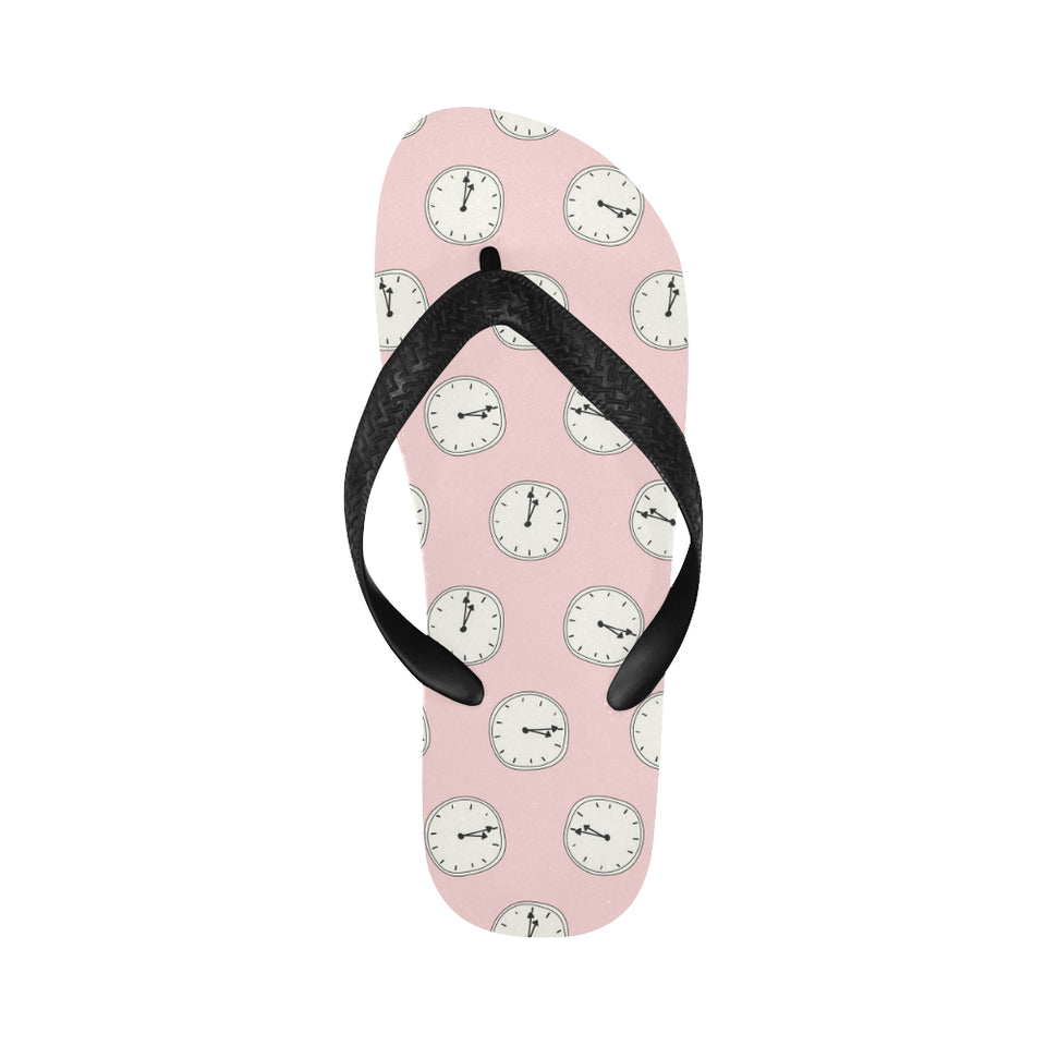 Clock pattern pink blackground Unisex Flip Flops