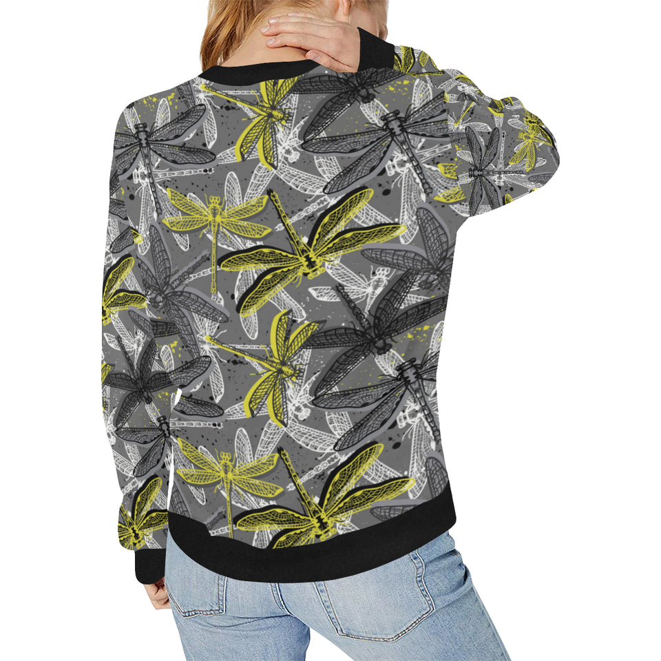Hand drawn dragonfly pattern Women's Crew Neck Sweatshirt
