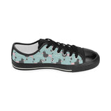 poodle dog green background Kids' Boys' Girls' Low Top Canvas Shoes Black