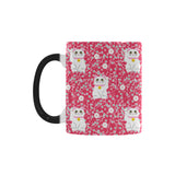 Maneki neko cat sakura pink background Morphing Mug Heat Changing Mug