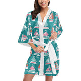 Cute sailboat pattern Women's Short Kimono Robe